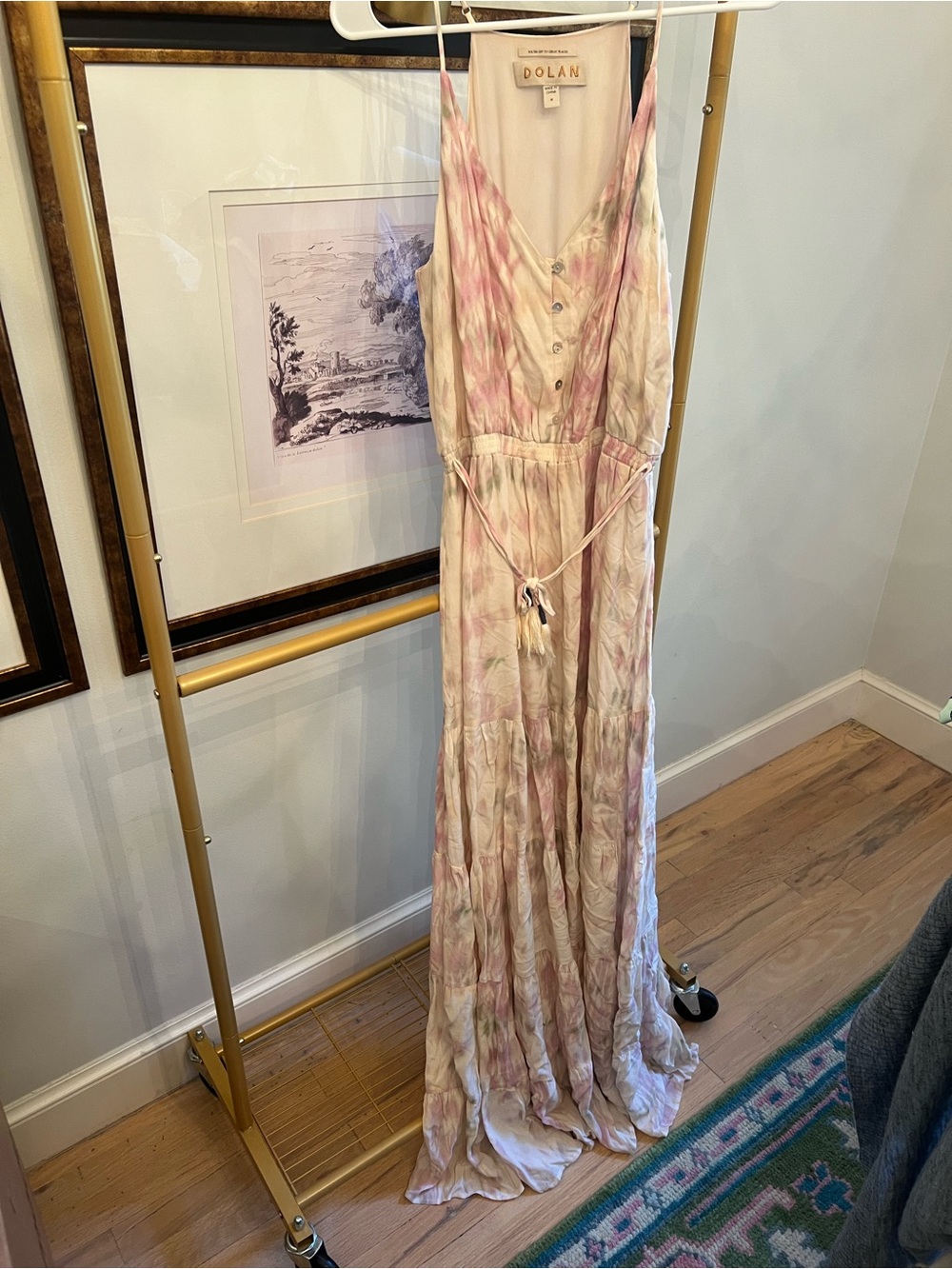 Anthropologie Dolan Pastel Pink & Cream Tie-Dye Maxi Dress